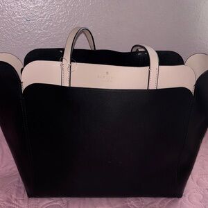 kate spade Black and Cream Scallop-Edge Tote
